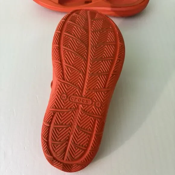 Crocs Kadee II Orange Slides Sandals Girls Youth Size 4 Summer Vacation Beach - Picture 6 of 9